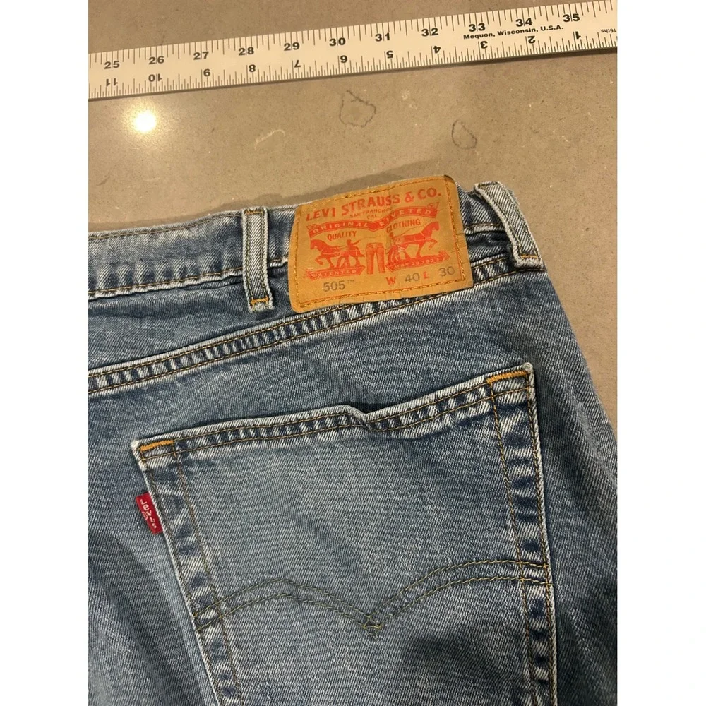 Levi's 505‎ Regular Fit Straight Leg Blue Denim Jeans Men's Size 38x30